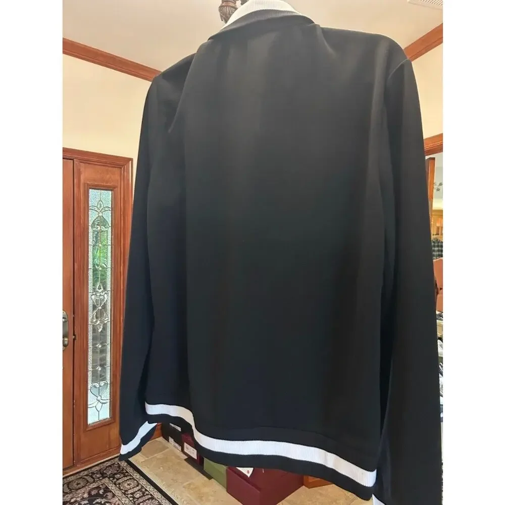 Men's Gucci jersey technical, zip up jacket, web, trim, size medium made Italy